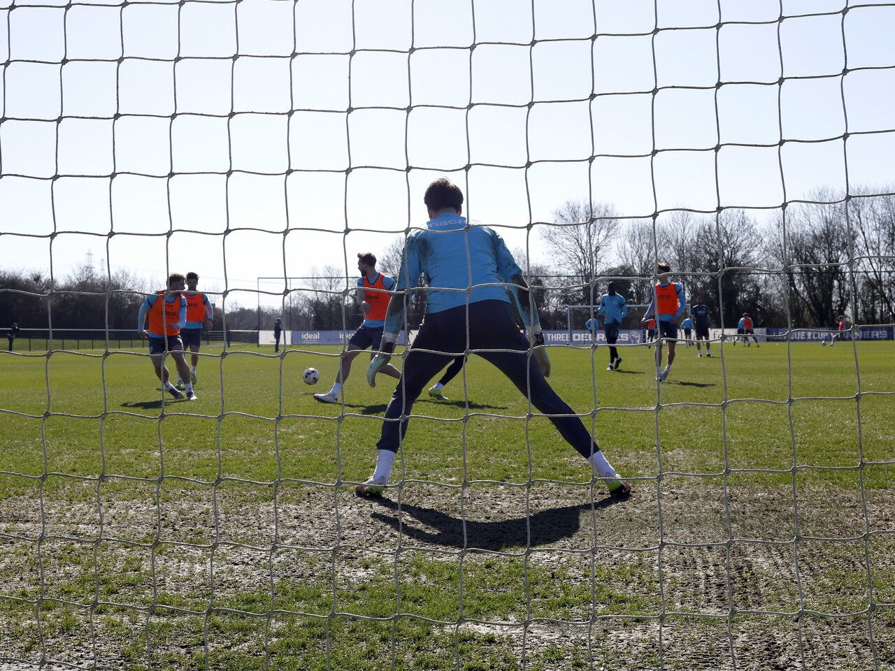 A general view of training taken from behind the goal
