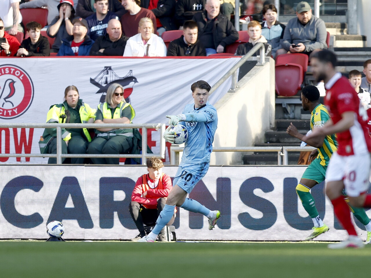 Josh Griffiths on the ball at Bristol City 