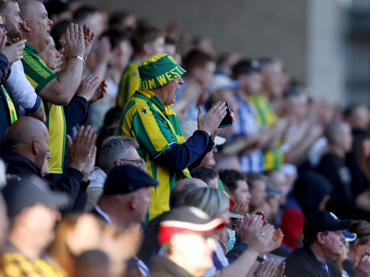 A general view of WBA fans in the away stand at Bristol City