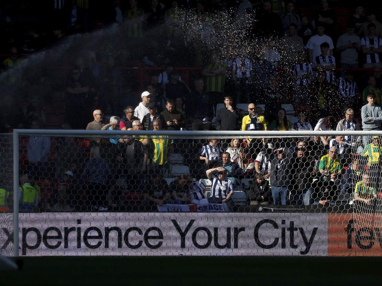A general view of WBA fans in the away stand at Bristol City