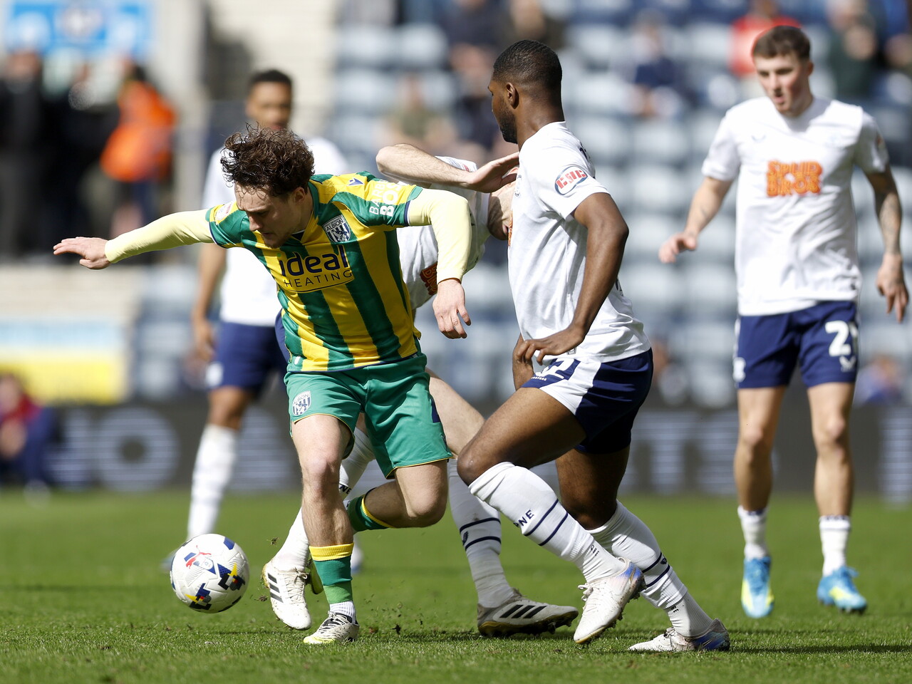 Alex Mowatt on the ball against Preston