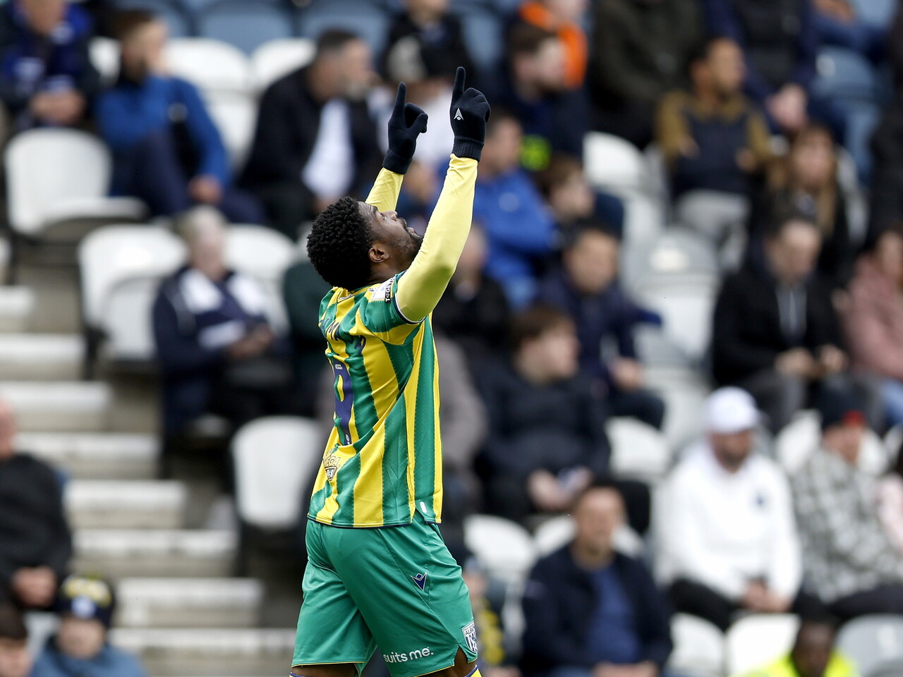 Josh Maja celebrates his goal against Preston