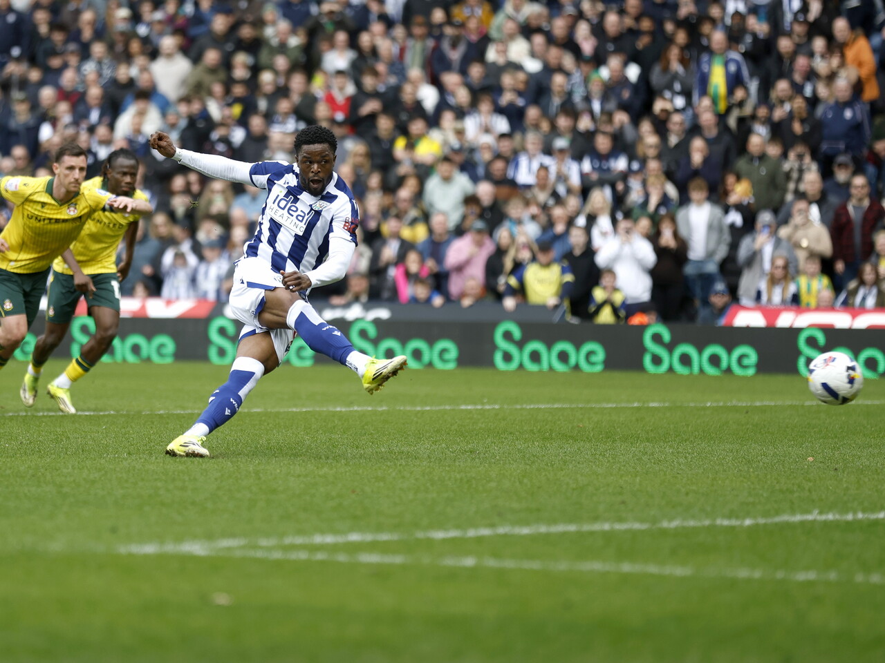 Josh Maja takes a penalty
