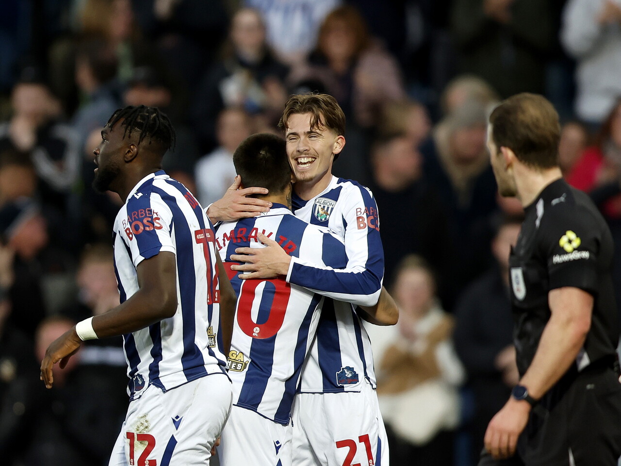 Isaac Price celebrates his goal against Watford