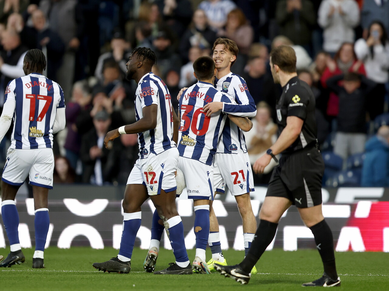 Isaac Price celebrates his goal against Watford