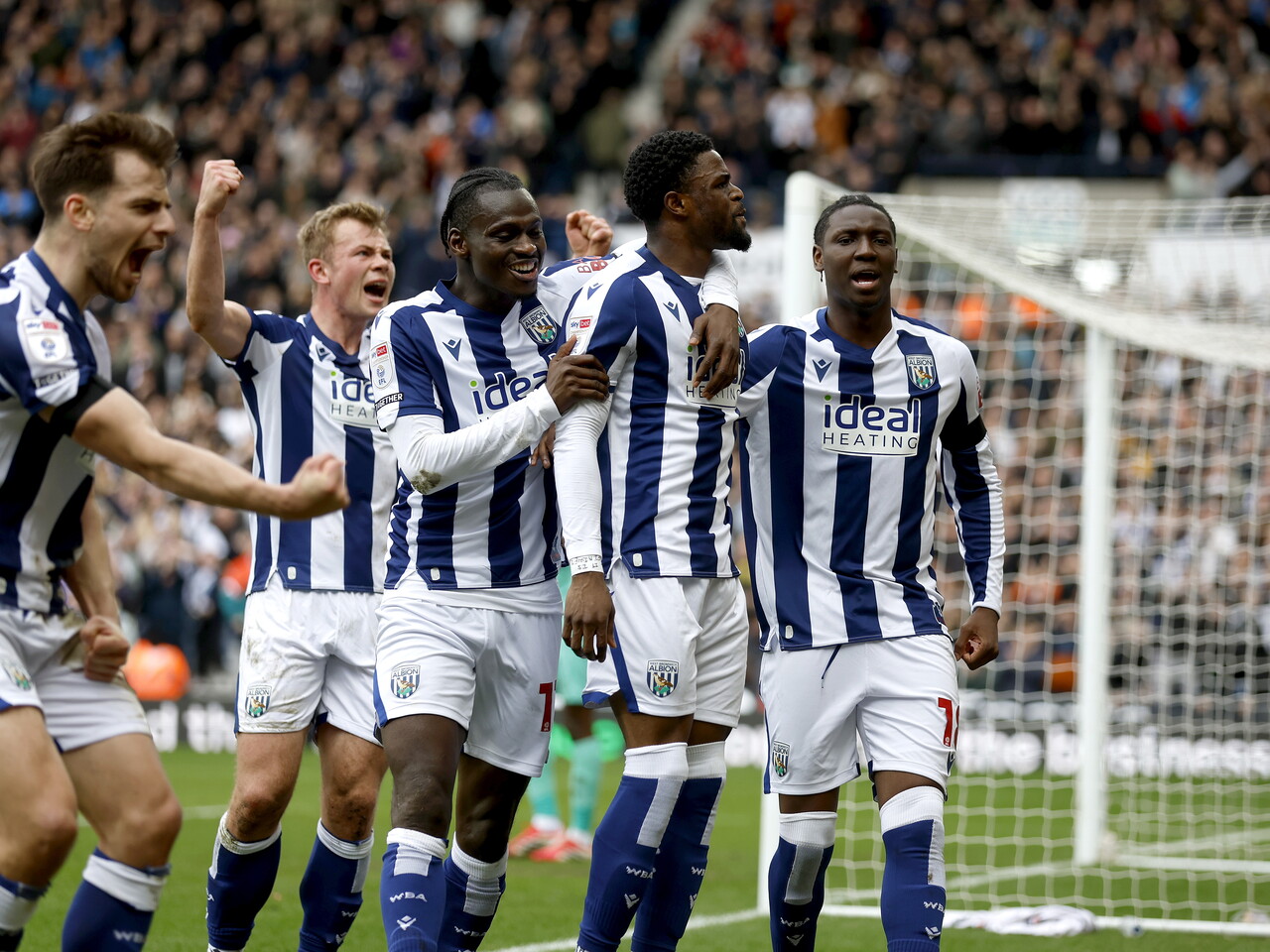 Josh Maja celebrates against Wrexham