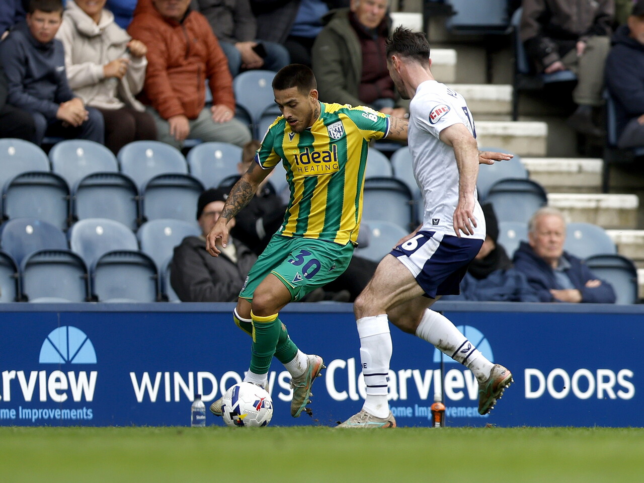 Danny Imray on the ball against Preston