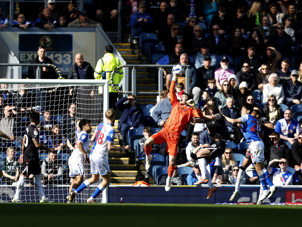 Max O'Leary makes a save against Blackburn