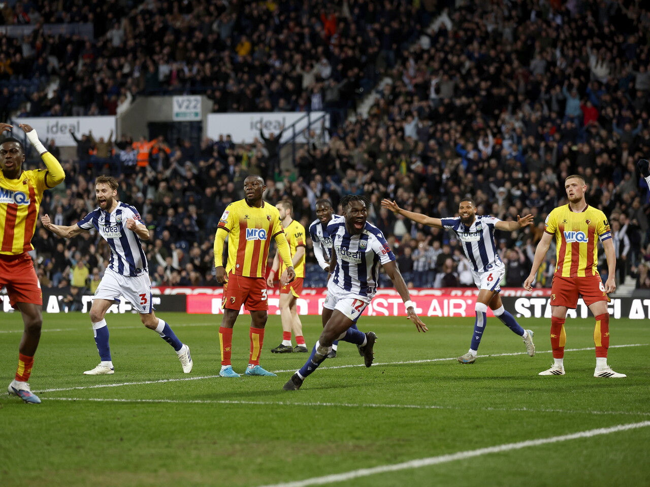 Daryl Dike celebrates his goal against Watford