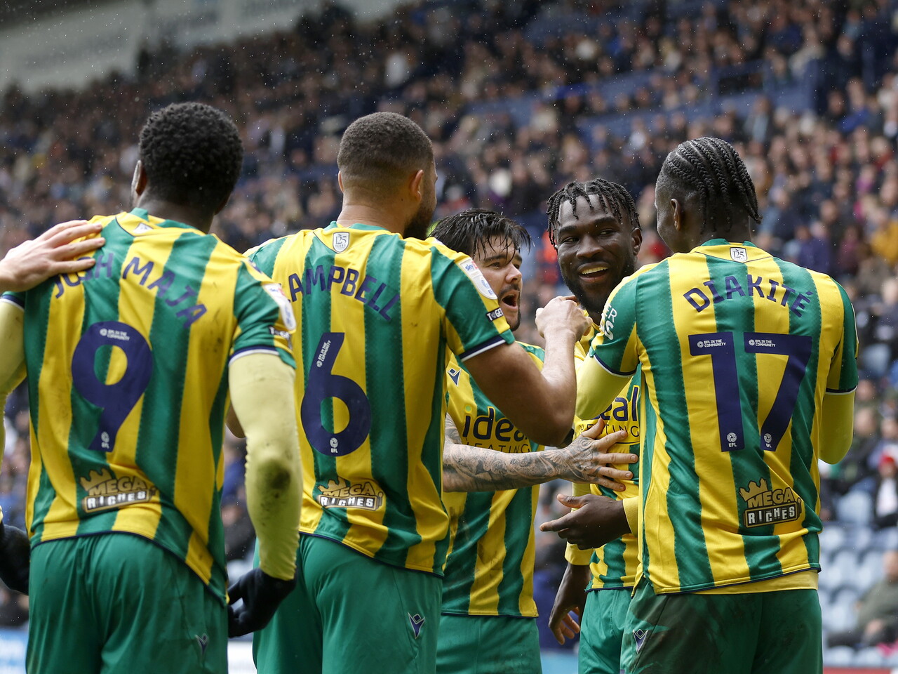 Daryl Dike celebrates his goal against Preston