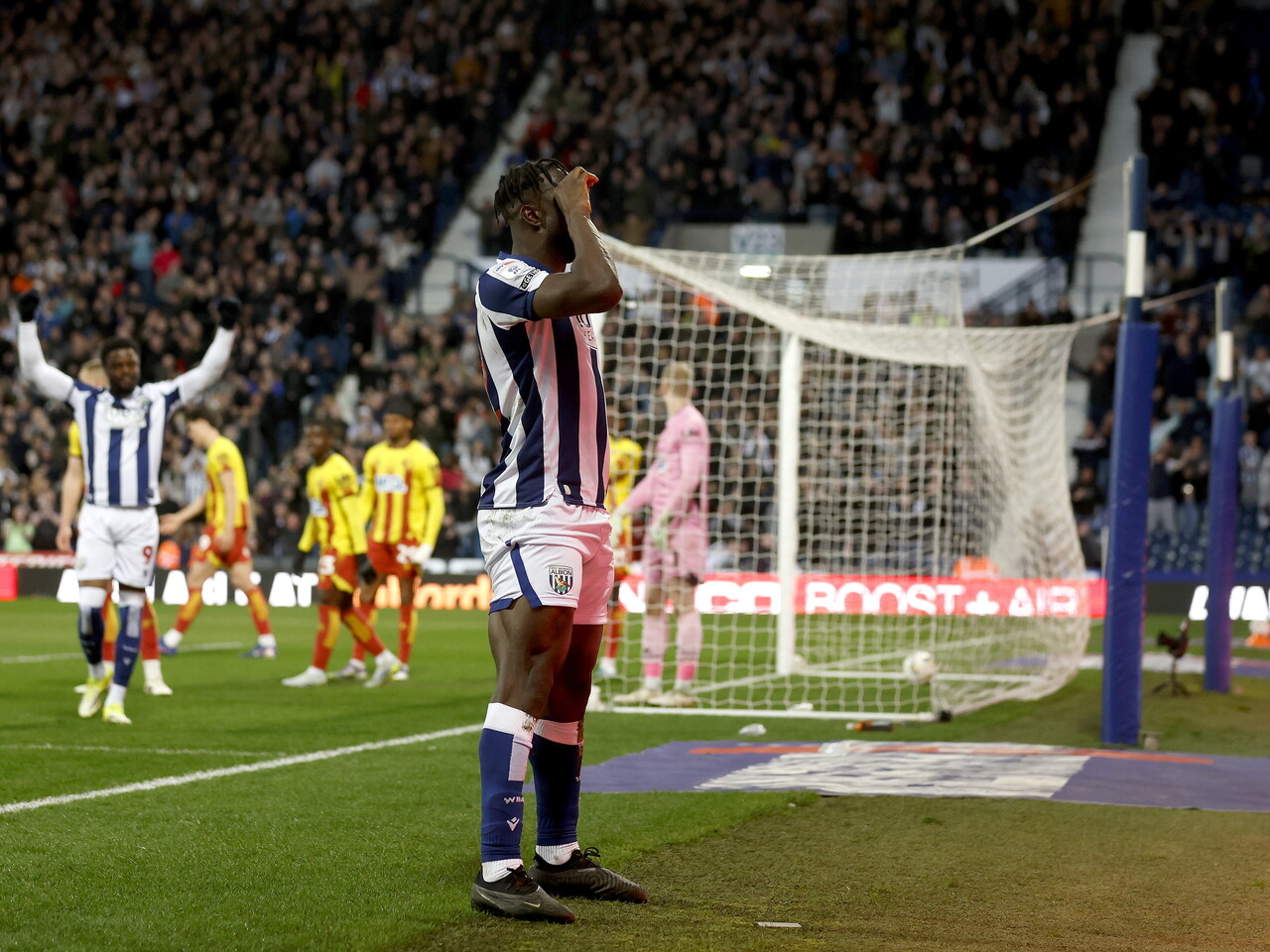 Daryl Dike celebrates his goal against Watford