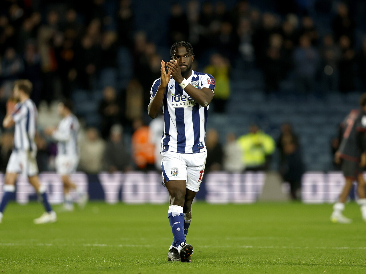 Daryl Dike applauding WBA fans after the Millwall game