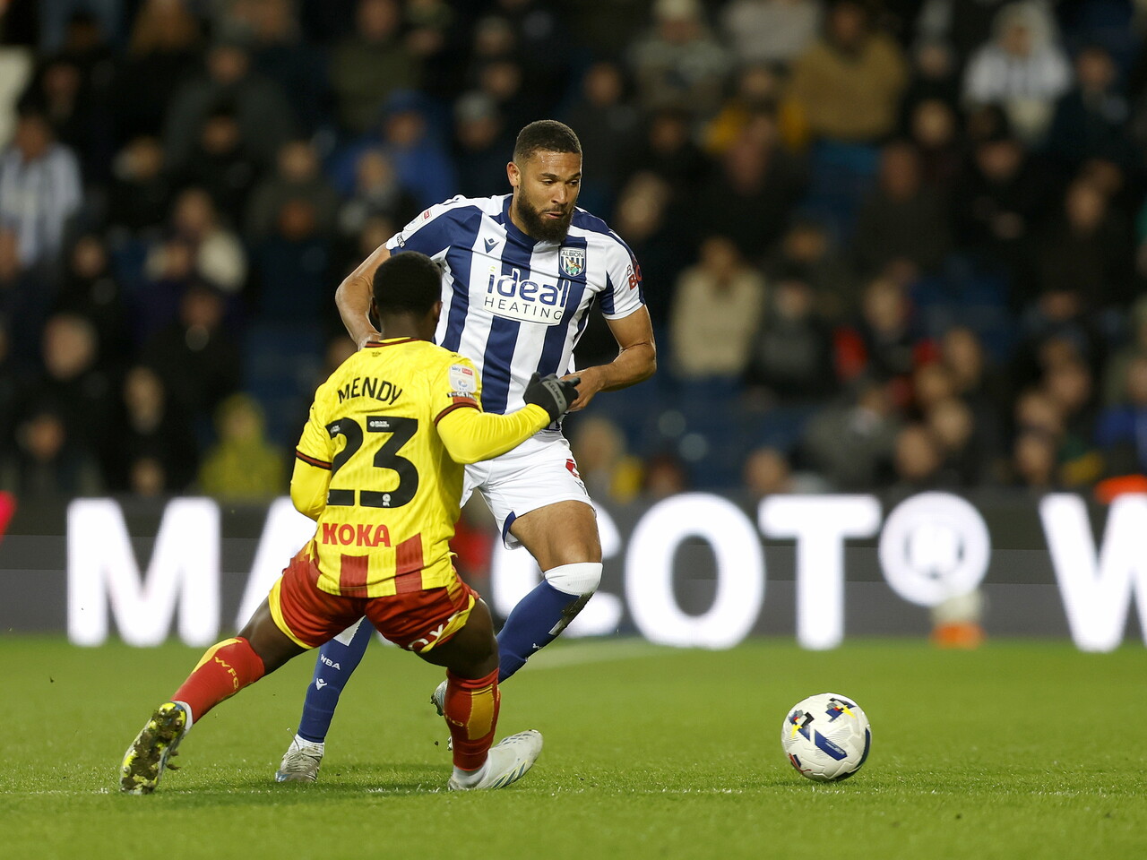 George Campbell on the ball against Watford