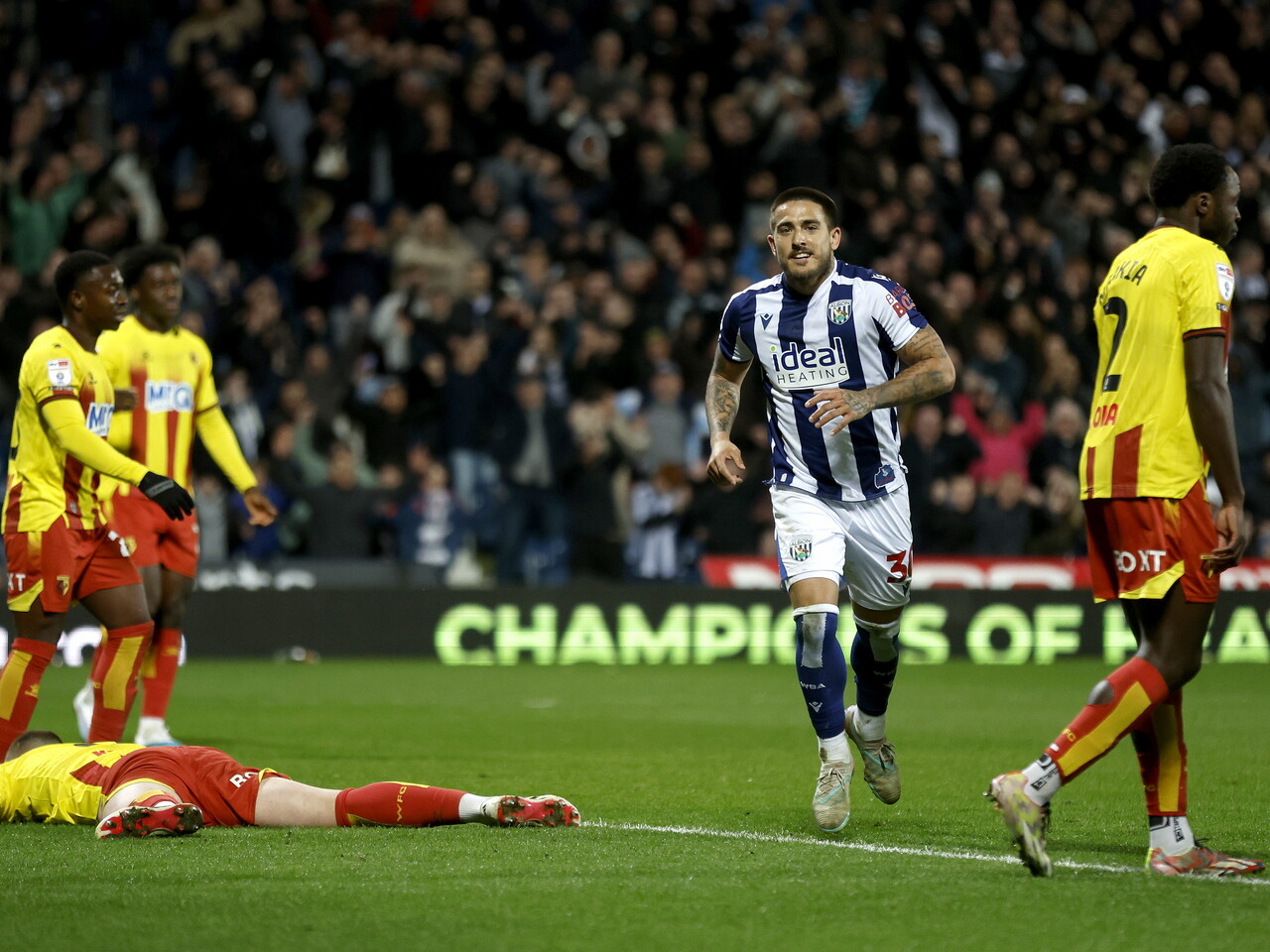 Danny Imray celebrates his goal against Watford