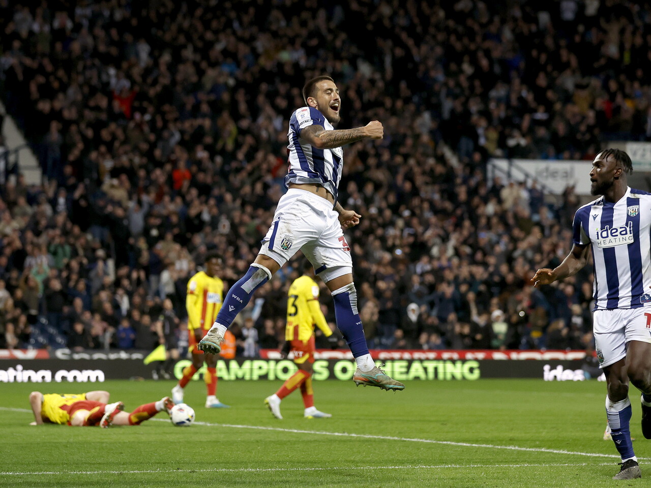 Danny Imray celebrates his goal against Watford
