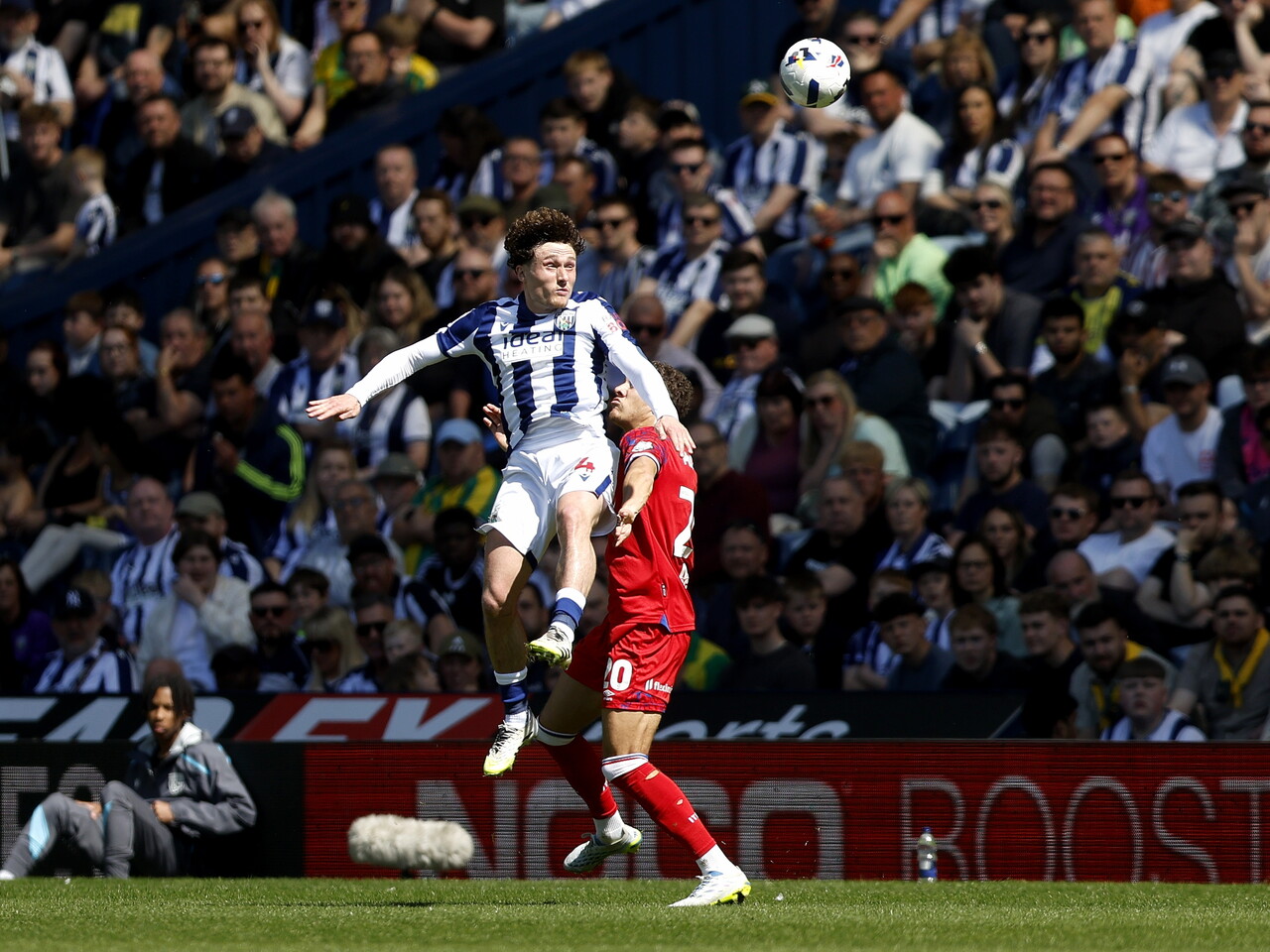 Callum Styles jumping to win a header against Ipswich 