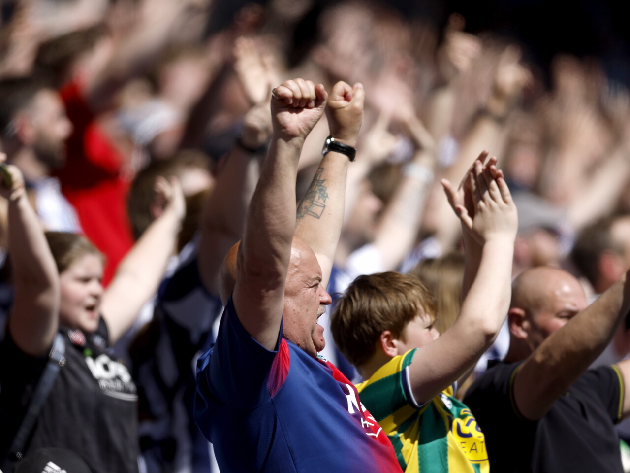 WBA fans cheering during the Ipswich game