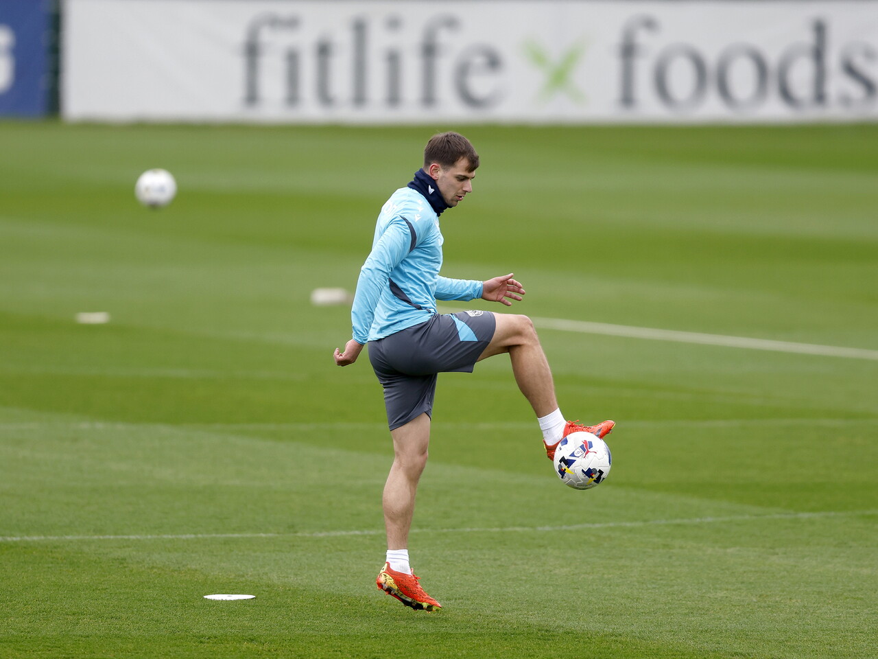Jayson Molumby controlling the ball during a training session