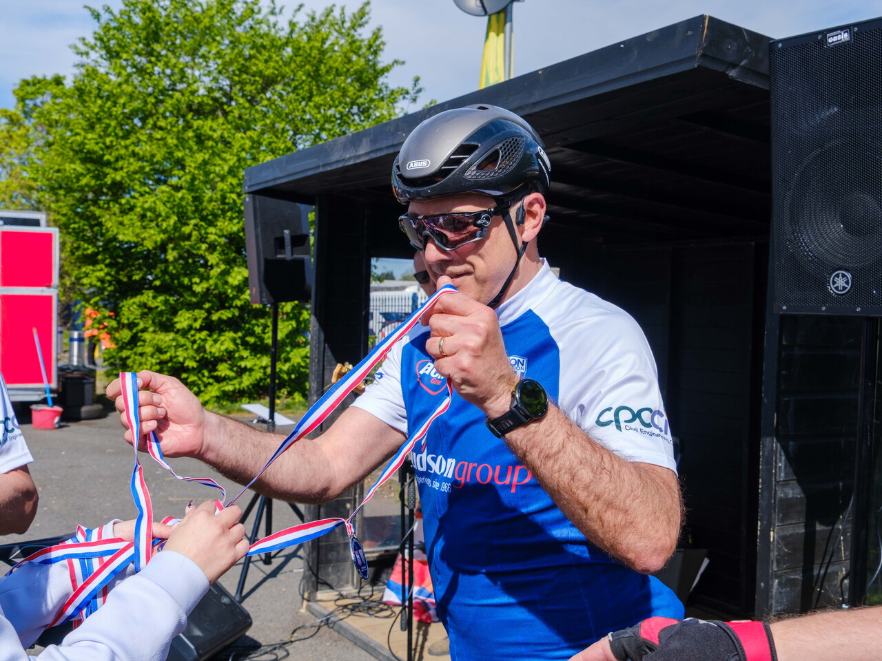 Paul Mardon receiving his medal.