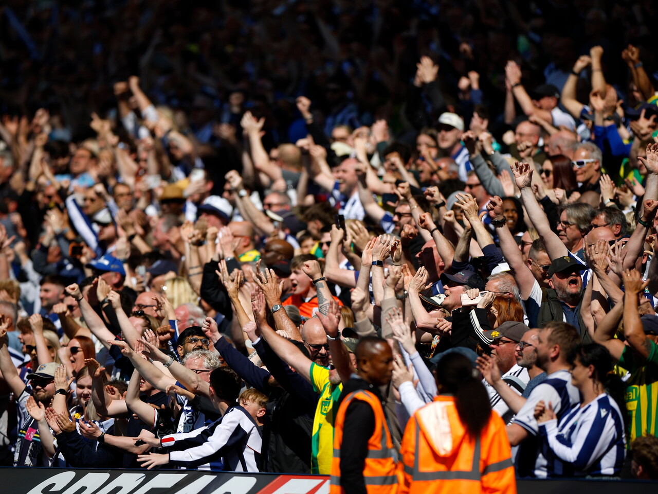 WBA fans cheering in the stand at The Hawthorns