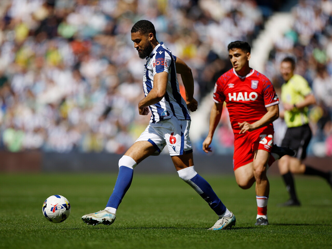 George Campbell on the ball against Ipswich 