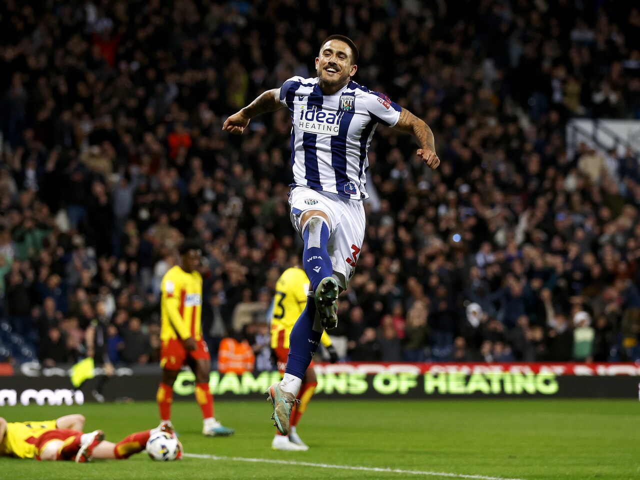 Danny Imray celebrates scoring against Watford at The Hawthorns