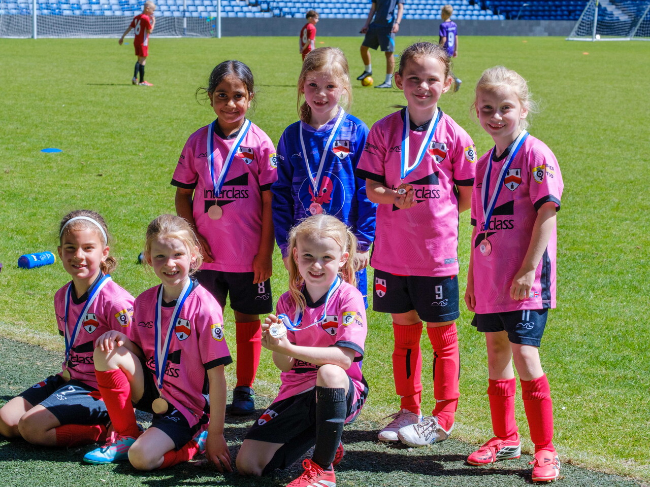 Old Wulfrunians Girls team photos with participation medals
