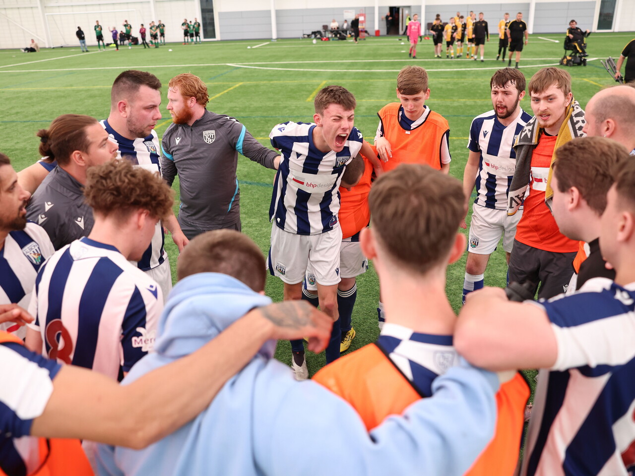 Team huddle.