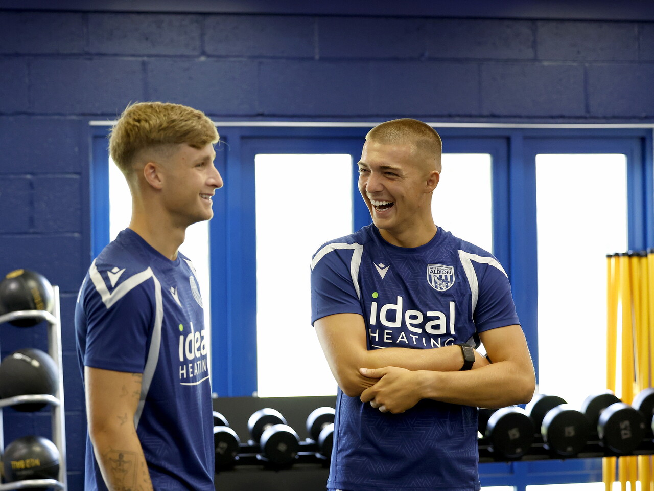 JJ Morgan and Alfie Gilchrist in the gym.