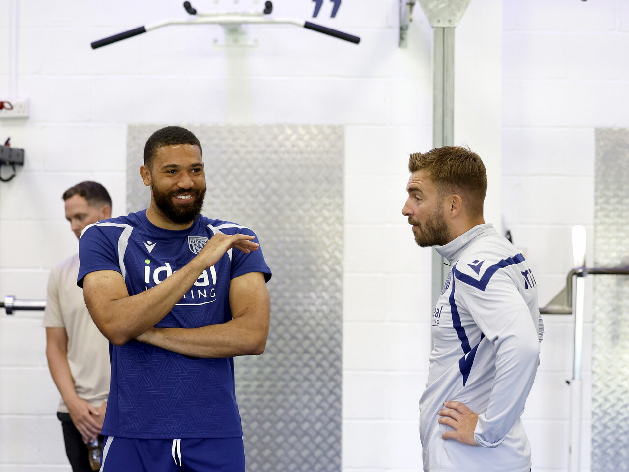 James Morrison and George Campbell in the gym.