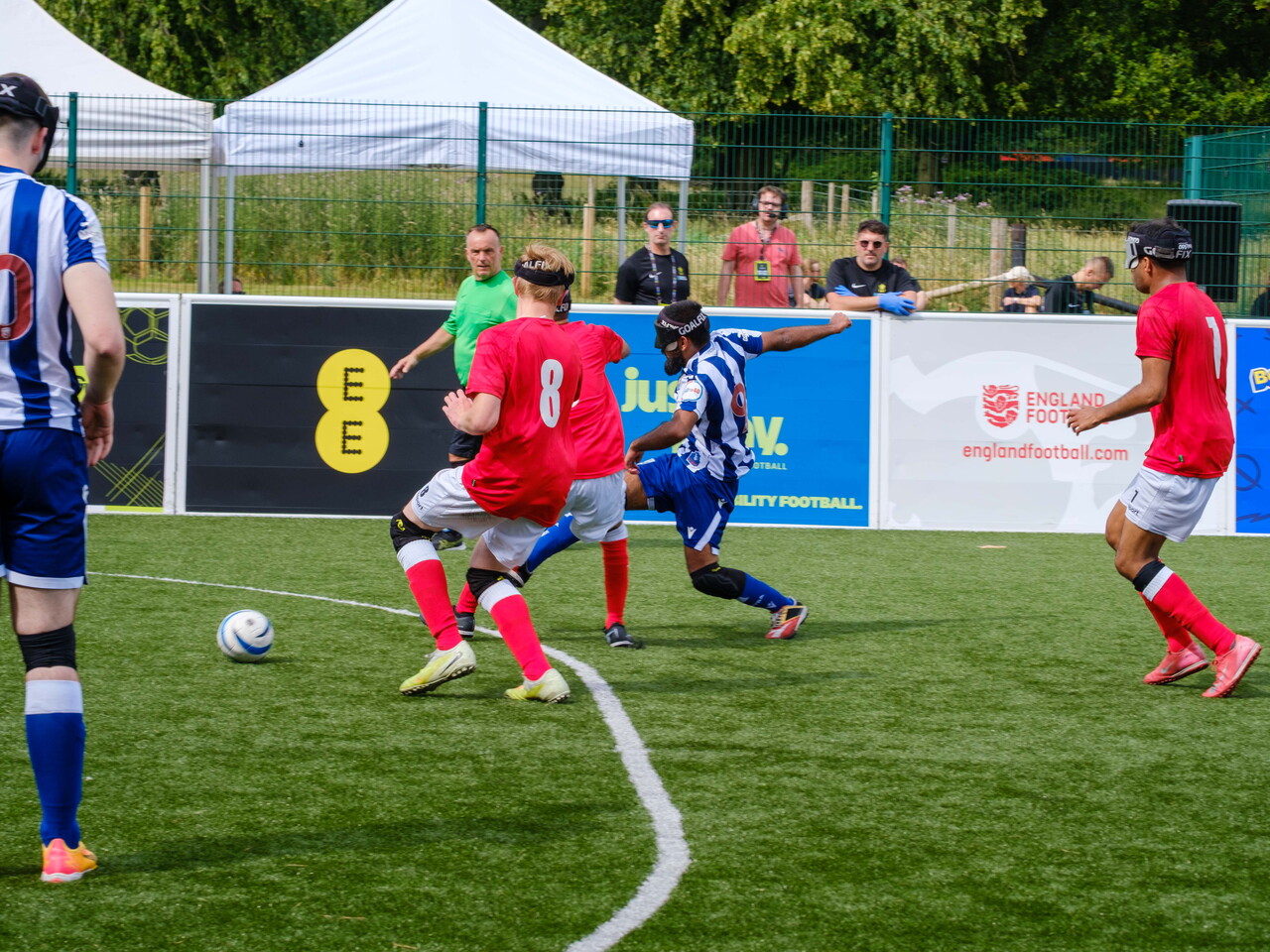 Eesa striking the ball at goal.