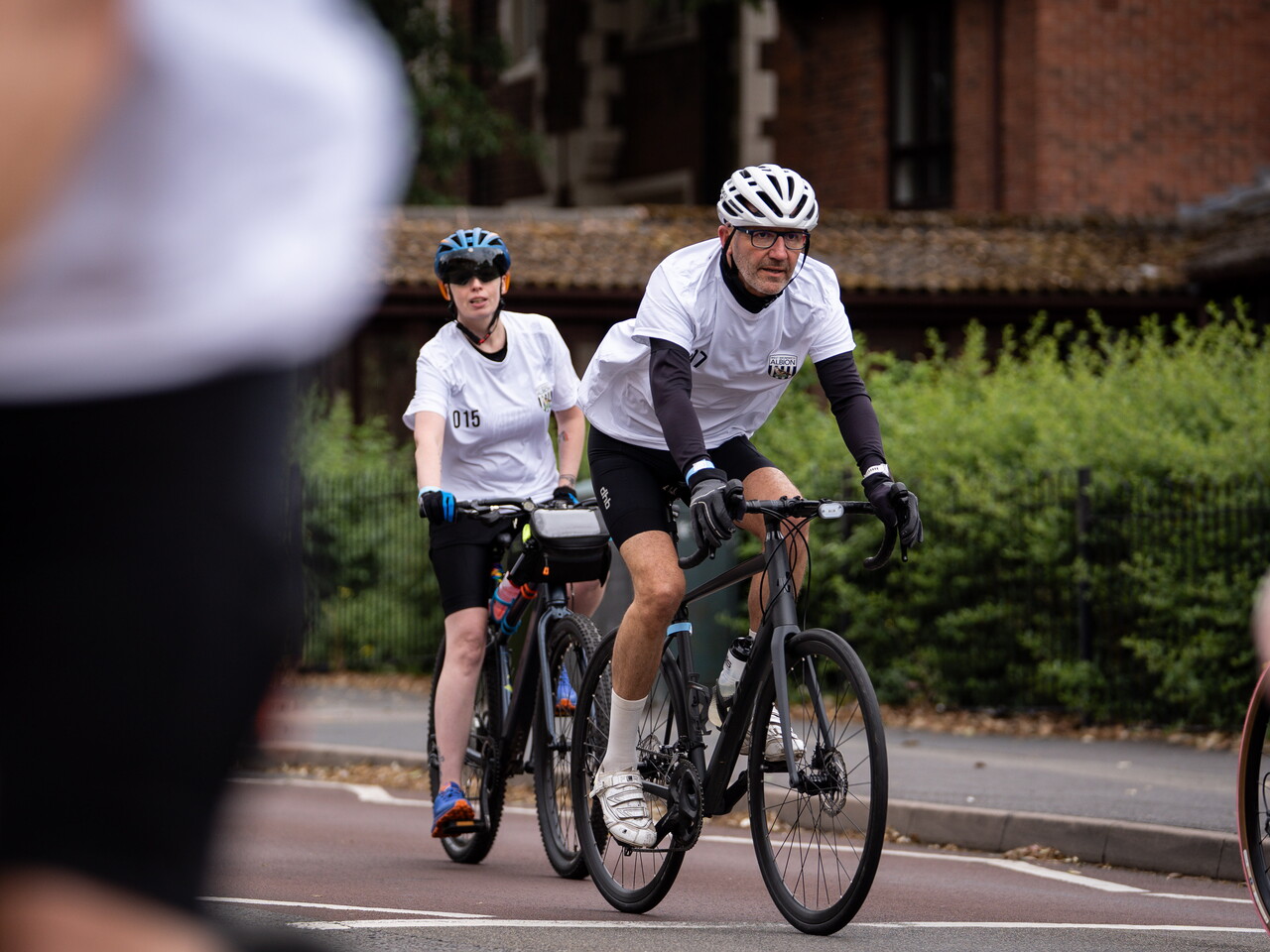Albion cyclist on route to Molineux Stadium.