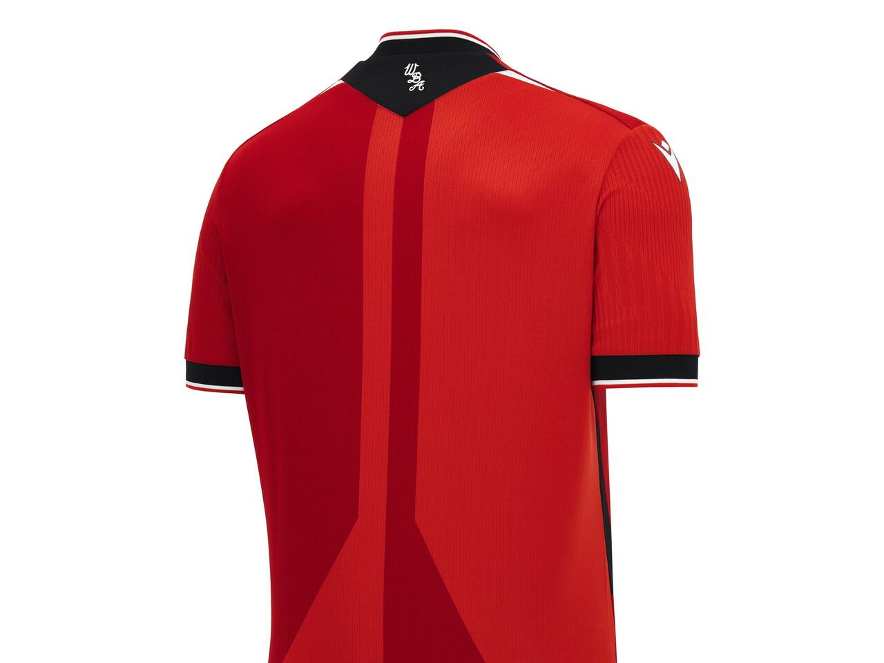 An image of a small detail on Albion's 2026/27 red away kit 