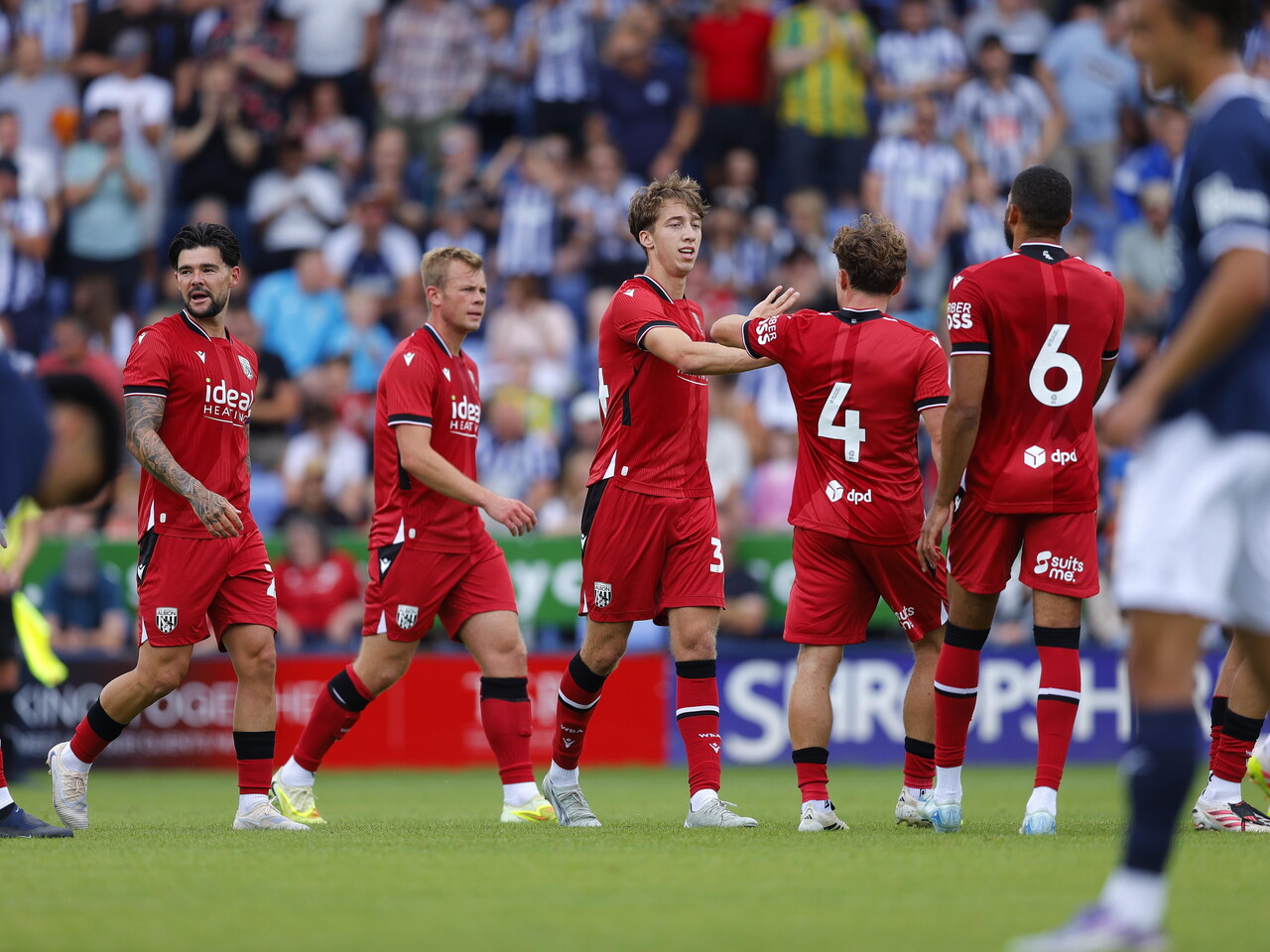 Harry Whitwell celebrates his goal against Shrewsbury.