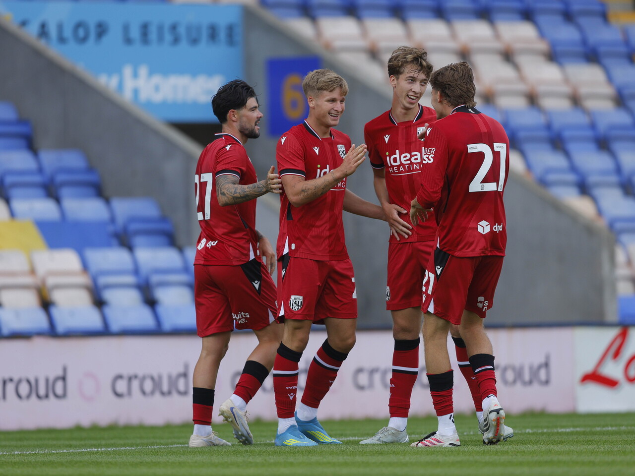 Jimmy-Jay Morgan celebrates his first goal against Shrewsbury.