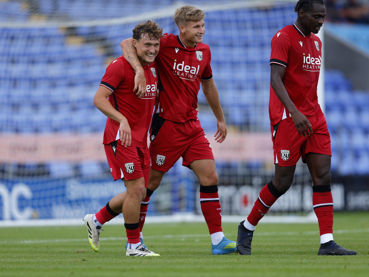 Jimmy-Jay Morgan celebrates his first goal against Shrewsbury.