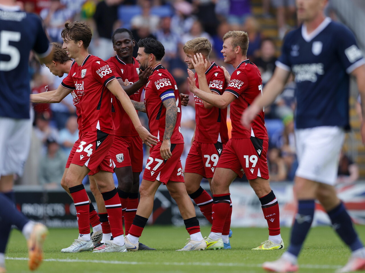 Aune Heggebo celebrates his goal against Shrewsbury