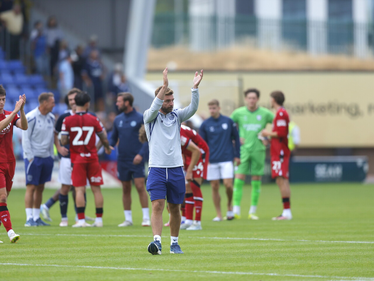 James Morrison applauds the fans after the game