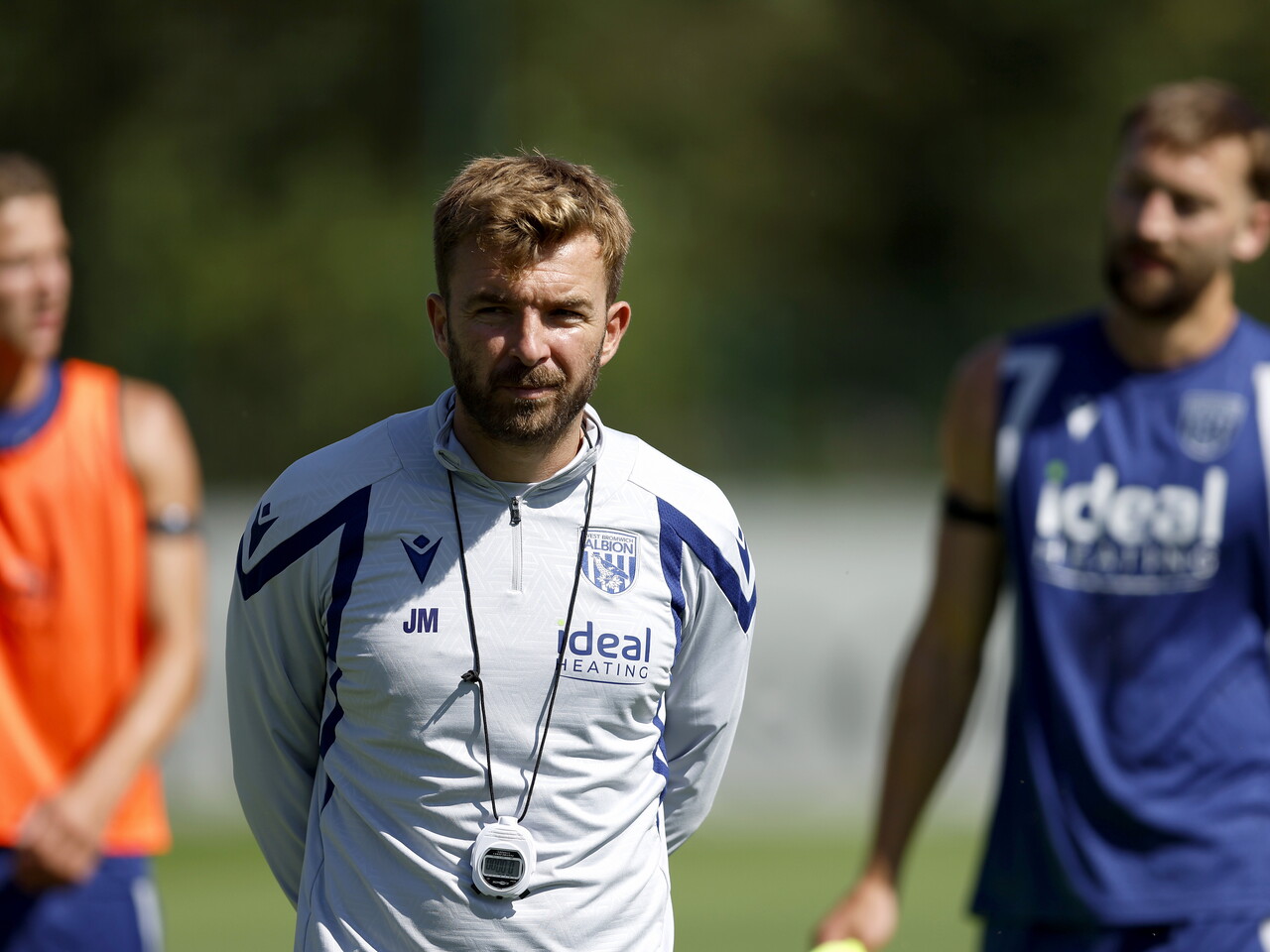 James Morrison with a whistle around his neck during a training session