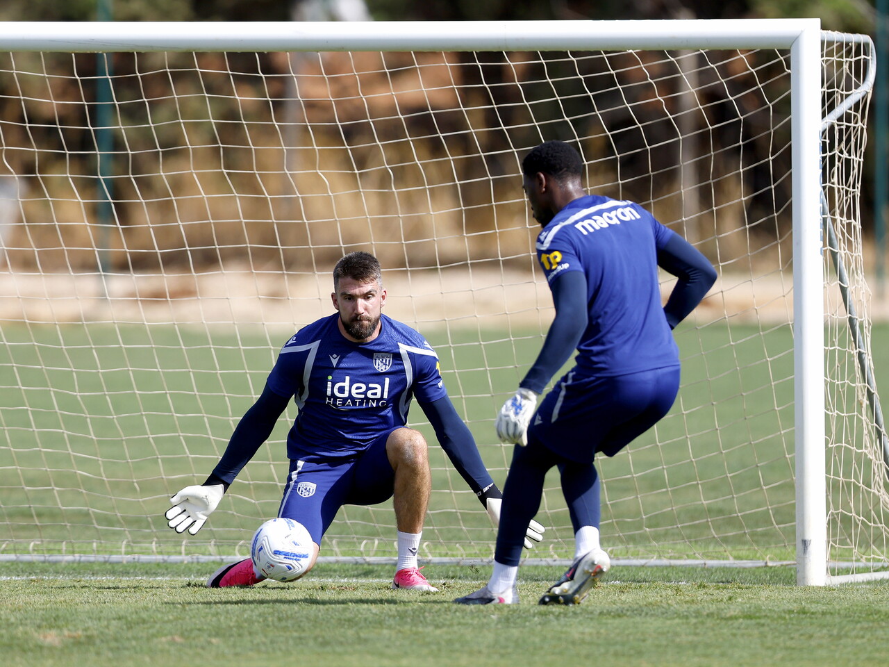 Matt Ingram making a save during a training session