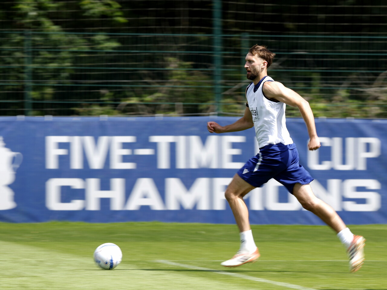 Nat Phillips on the ball during a training session 