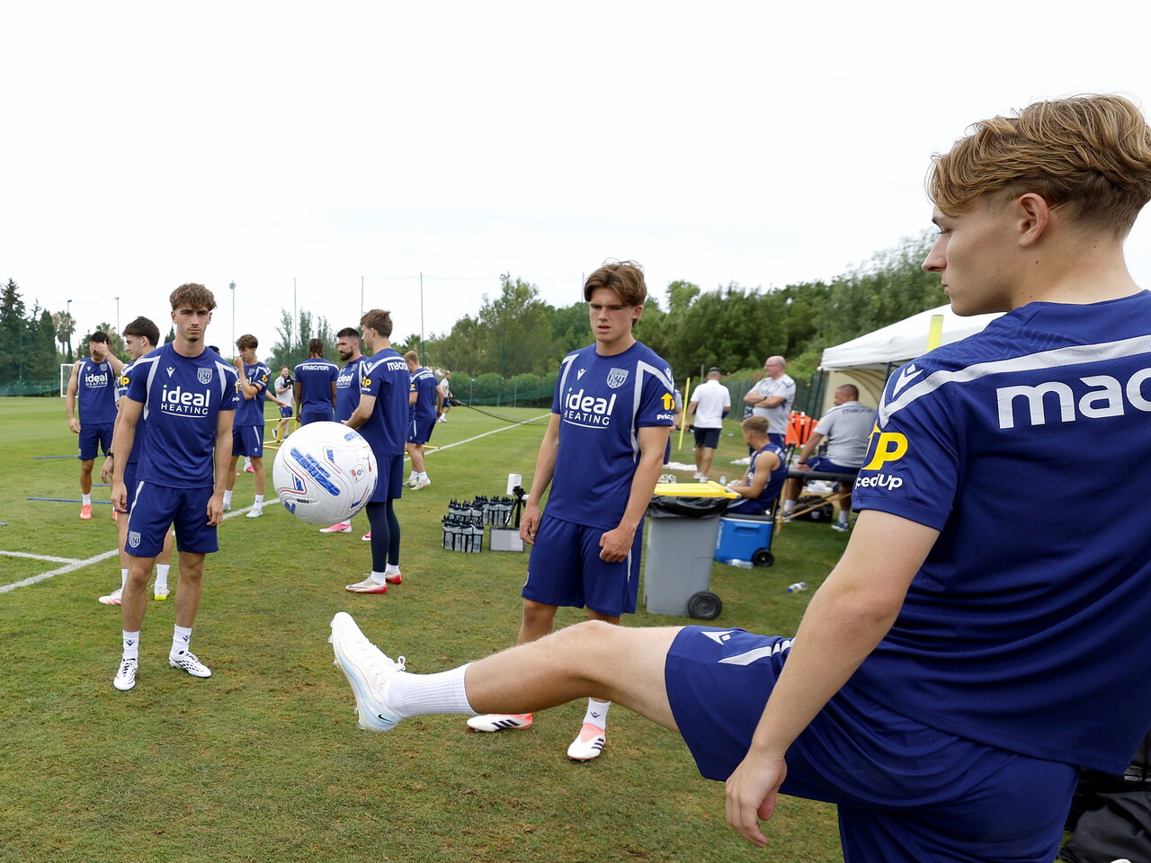 Ollie Bostock on the training pitch in Portugal