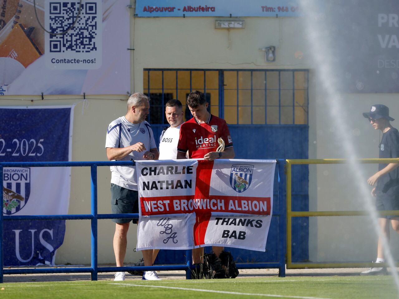 WBA fans putting up a WBA flag before the Bromley match