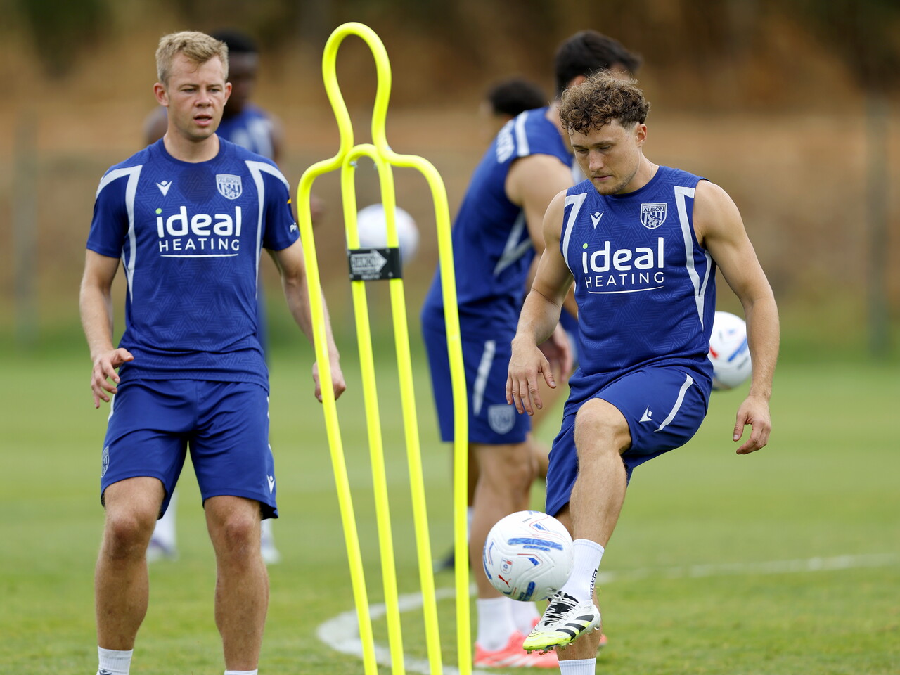 Callum Styles on the training pitch in Portugal