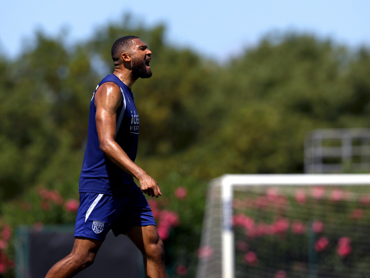 George Campbell shouting during a training session