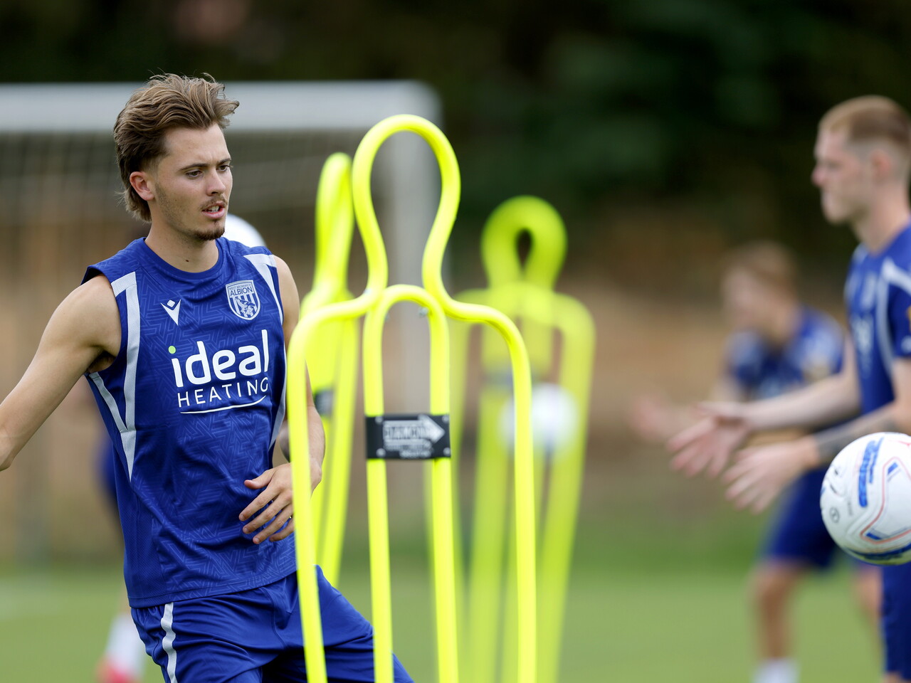 Isaac Price on the training pitch in Portugal
