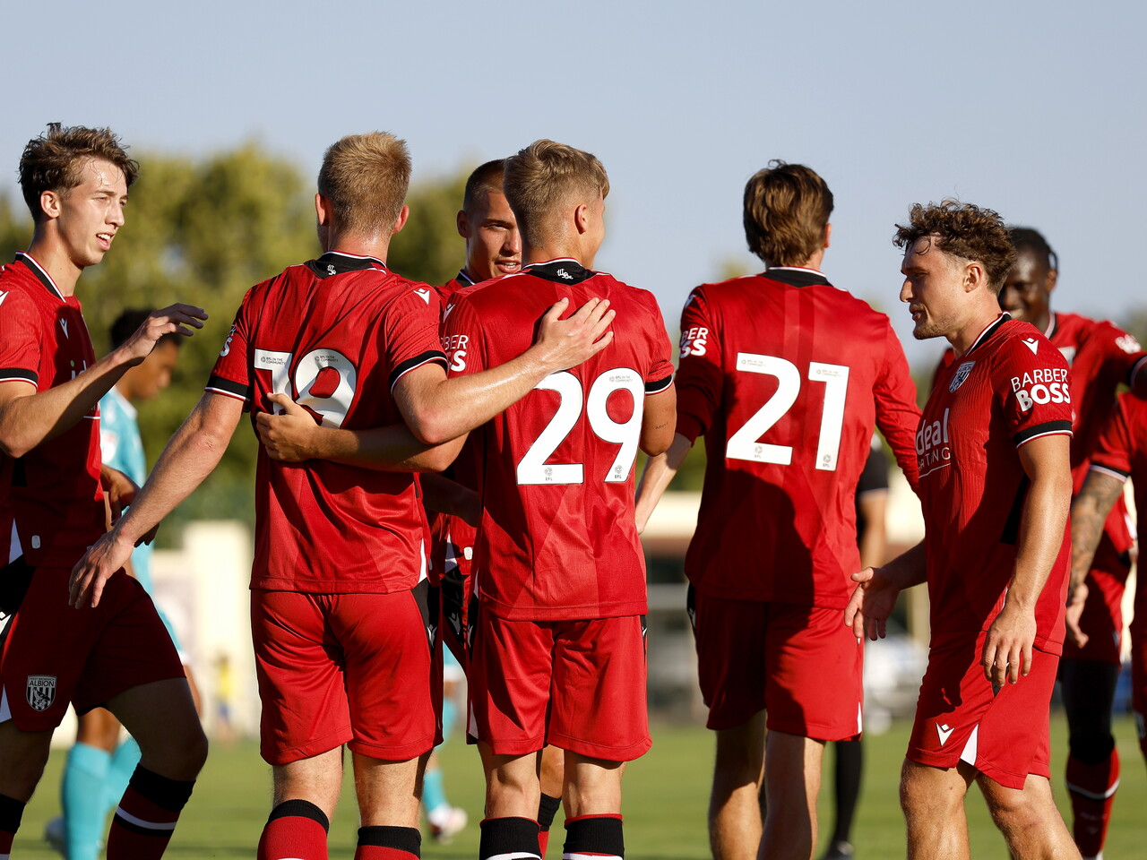 JJ Morgan celebrates his goal against Bromley with team-mates