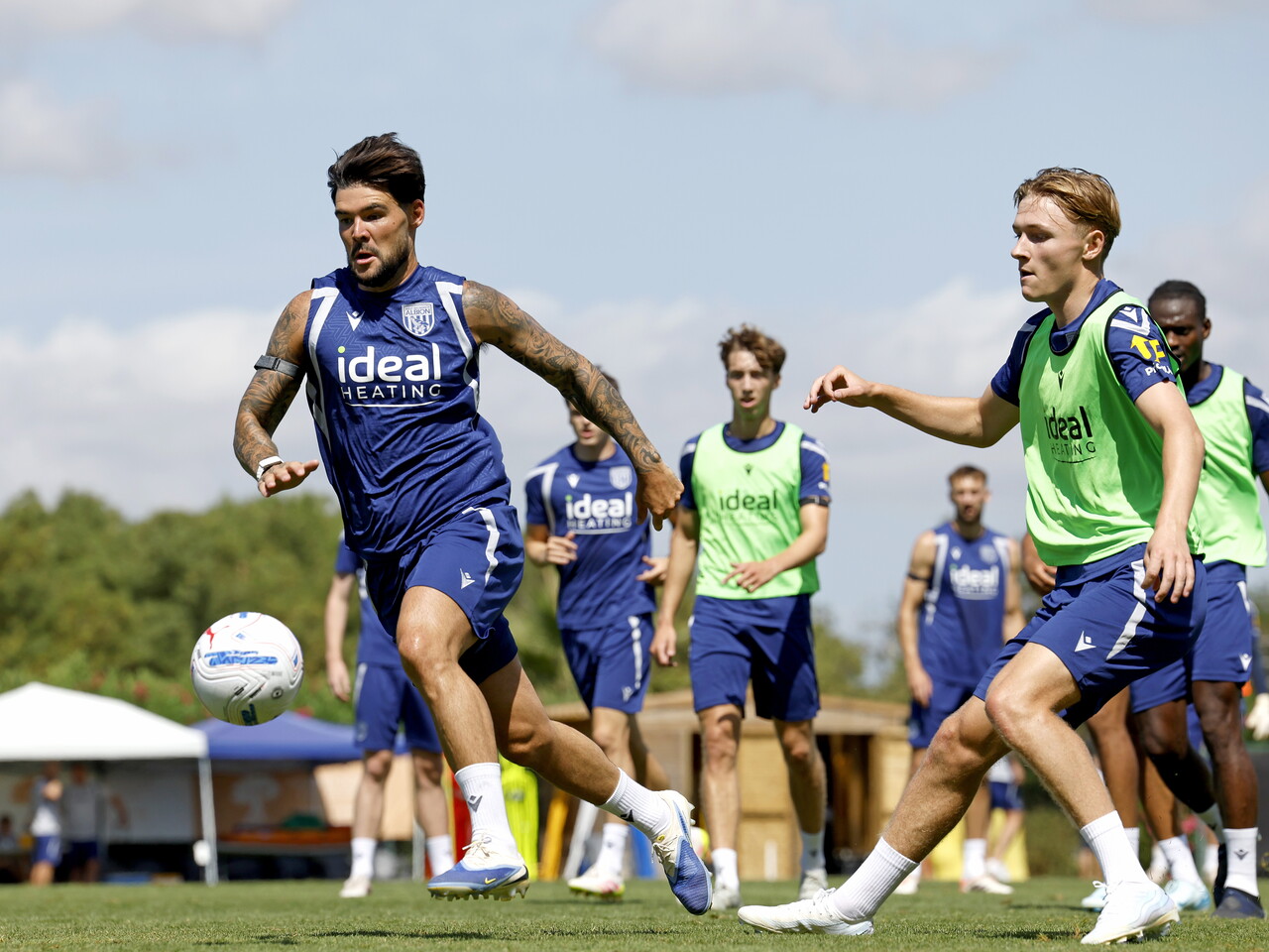 Alex Mowatt on the ball during a training session