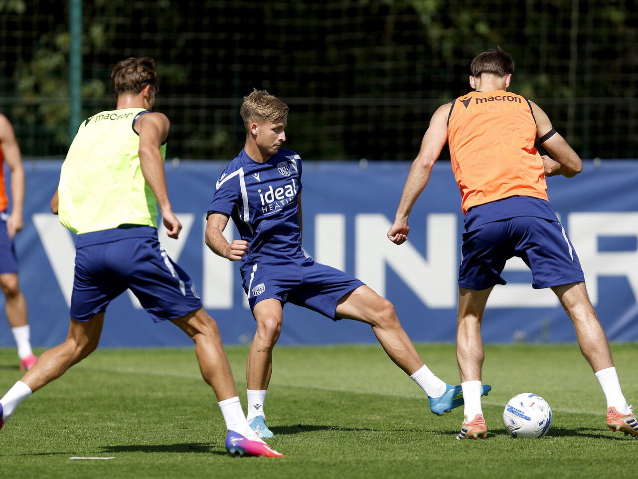 JJ morgan trying to win the ball during a training session 