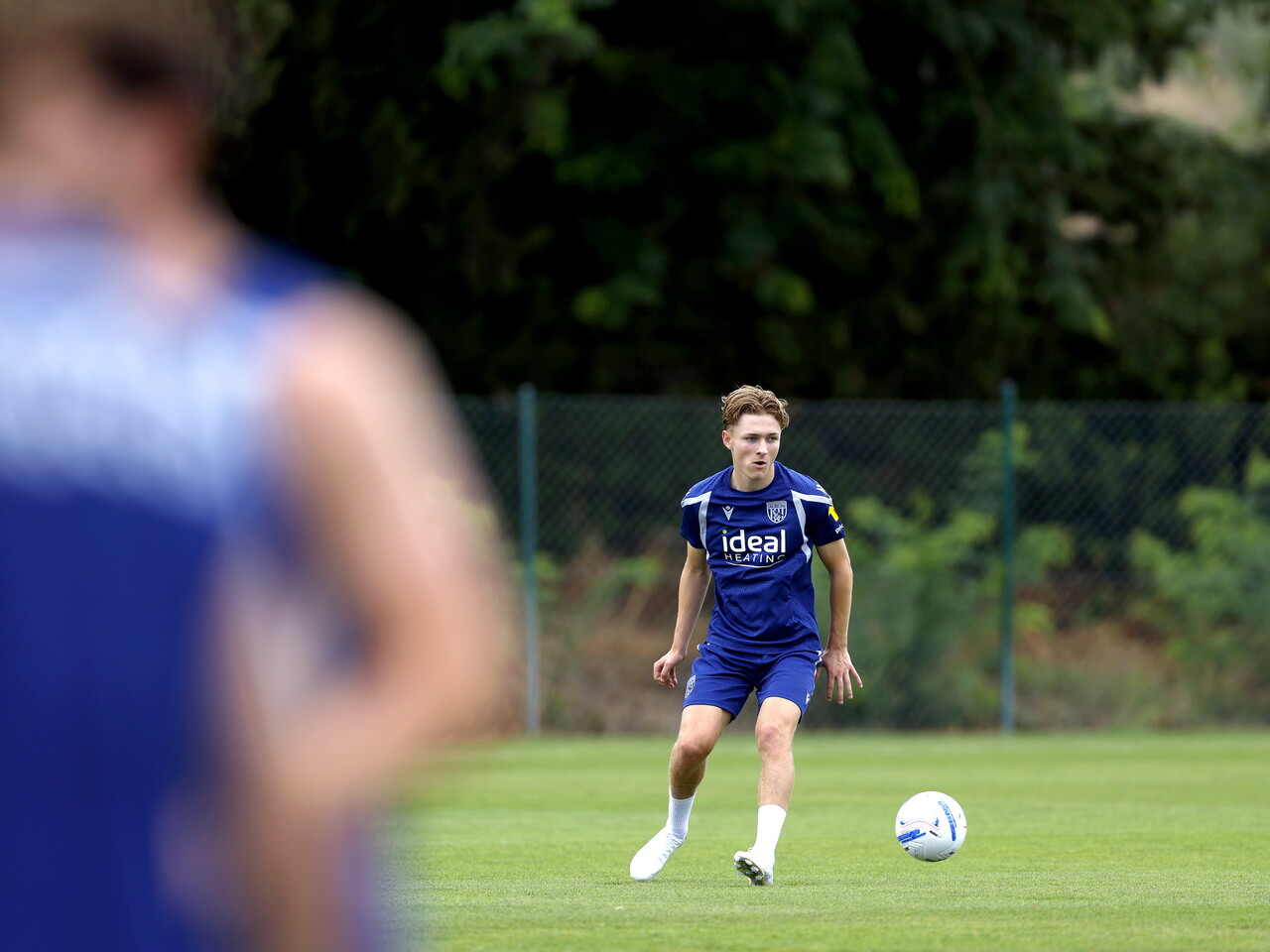 Ollie Bostock on the training pitch in Portugal
